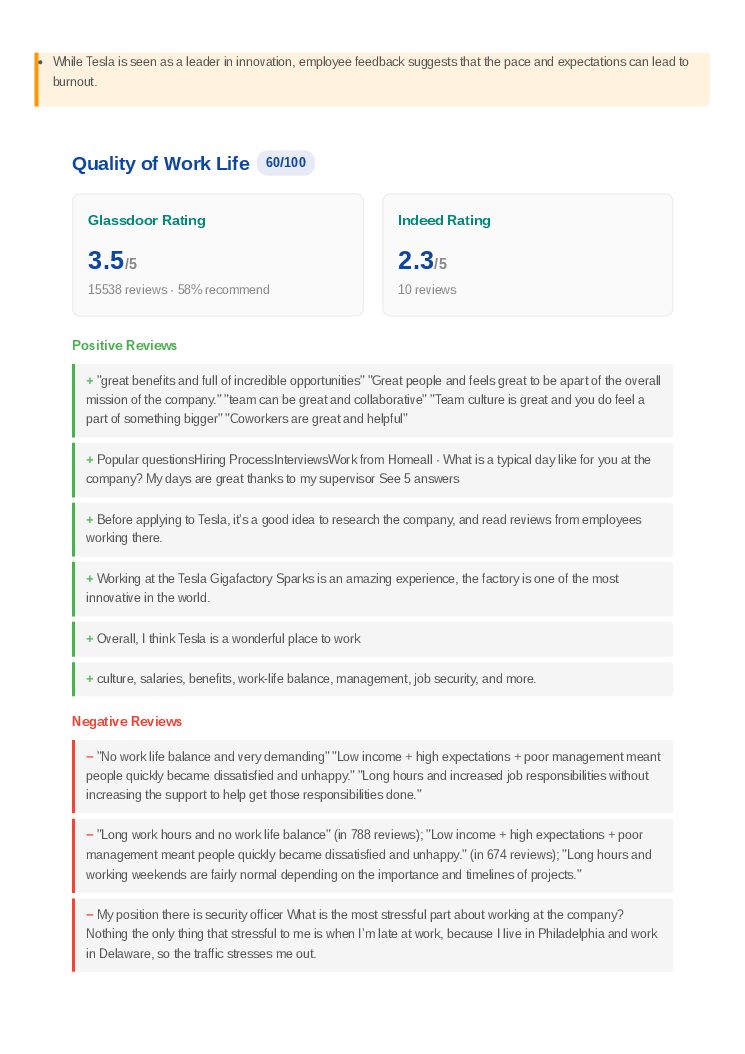 Tesla, Inc. Job Insight Report, page 3 of 5