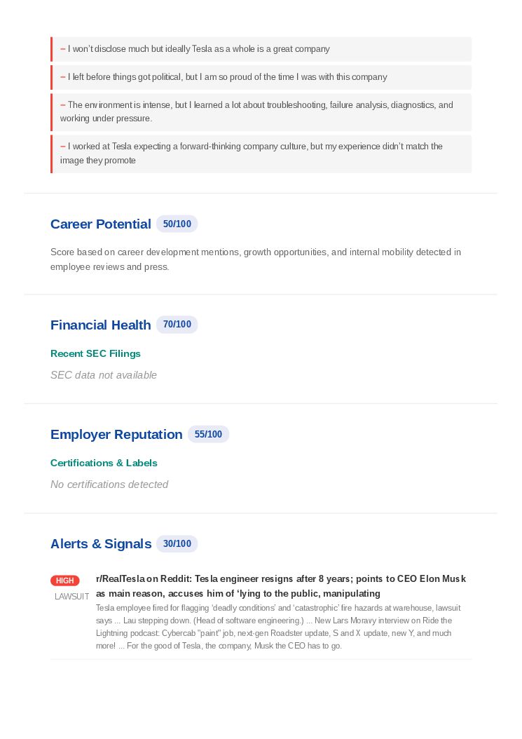 Tesla, Inc. Job Insight Report, page 4 of 5