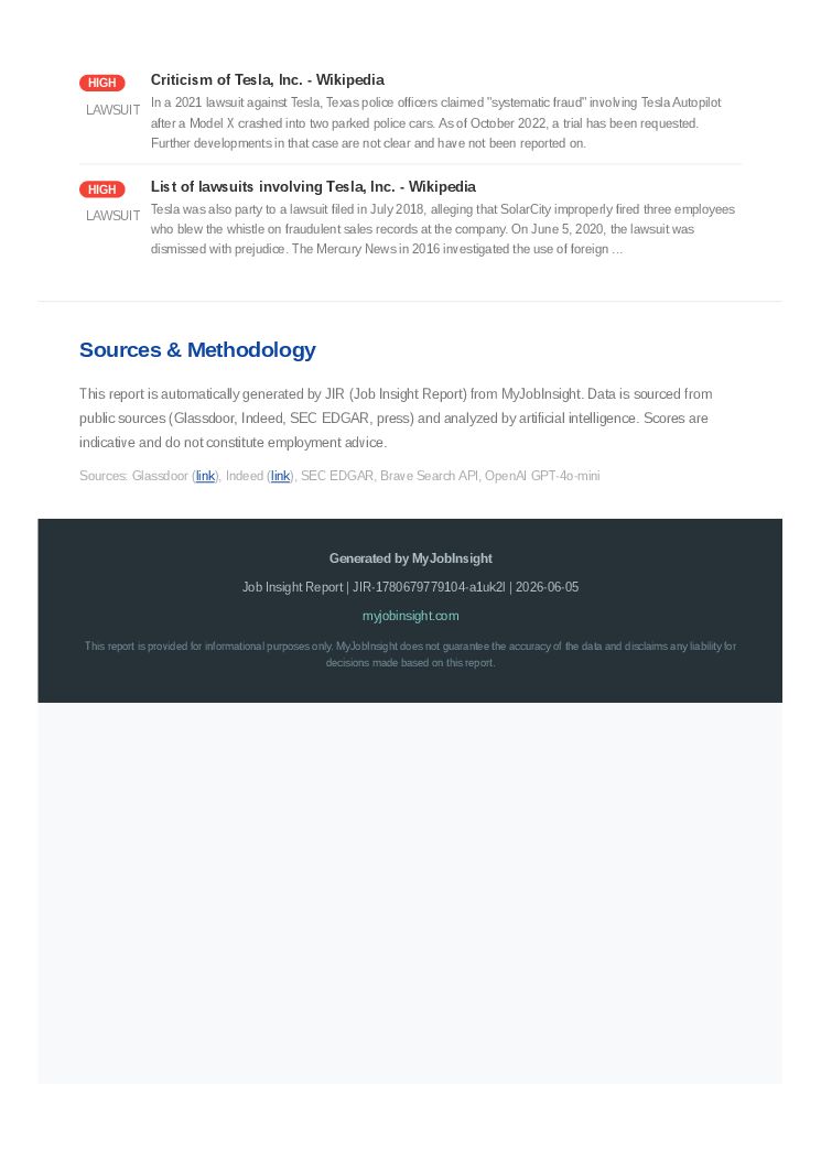 Tesla, Inc. Job Insight Report, page 5 of 5
